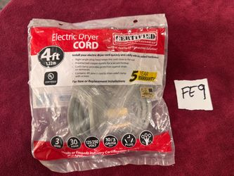 Certified Appliance Accessories 4-ft 30 -Amp 3 -Prong Gray Dryer Appliance Power Cord Fe9)