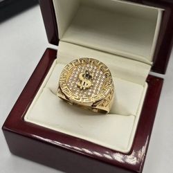 Solid 10kt Gold Money Sign Ring Anillo Solido De Oro 10kt 