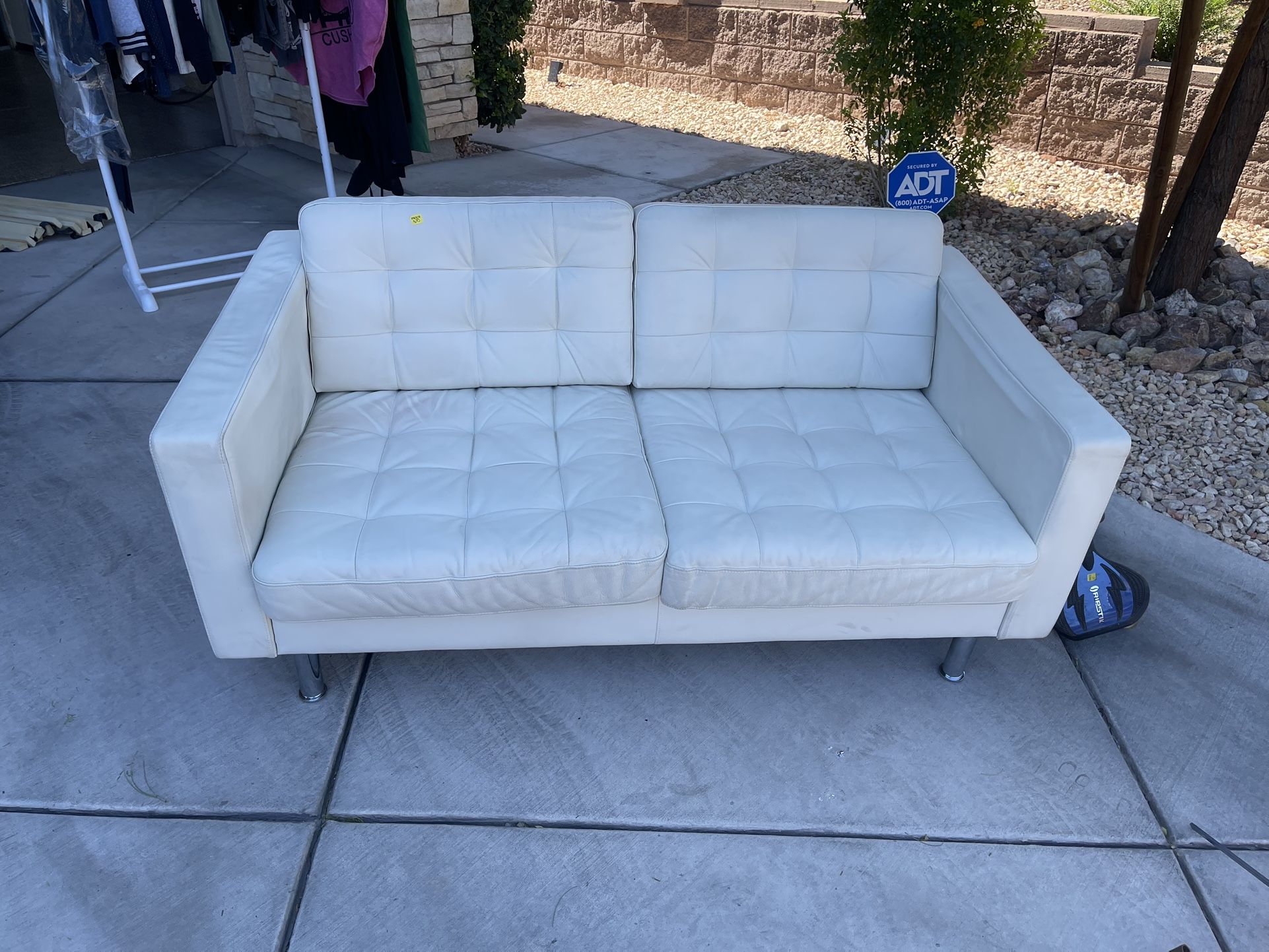 White IKEA Leather Like vinyl Couch