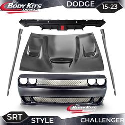 Dodge Challenger 15 to 23 hellcat style front bumper, hood, diffuser, side skirt extensions