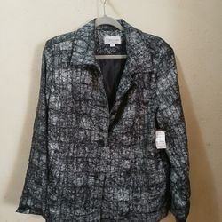 Brand New Earn London Black And White Patterning Blazer Size Large With Big Buttons And Extra Buttons From Christopher Banks Brand New