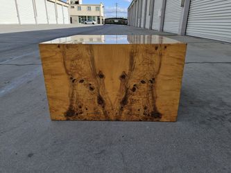MILO BAUGHMAN BURL-WOOD COFFEE TABLE