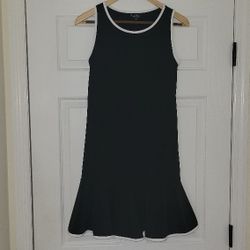 Nicole Miller sleeveless Dress with bottom ruffle black with white trim Size Small ...New No Tags
