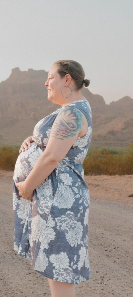 Blue and White Floral Maternity Dress Size L