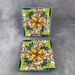 Tabletops ESPANA Bocca 8” Square Salad Plates Set of 2 Discontinued CHIPS