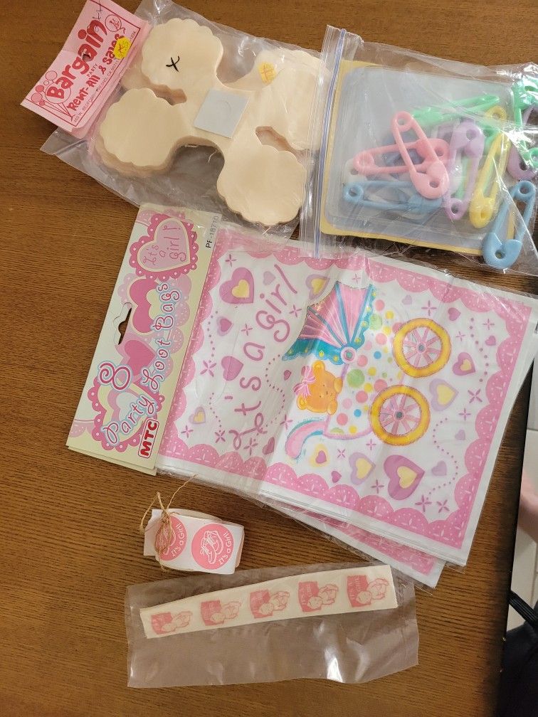 It's A Girl Leftover Free Stickers Party Candy Bags