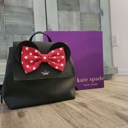 Kate Spade Black Backpack with Red Polka Dot Bow Accent