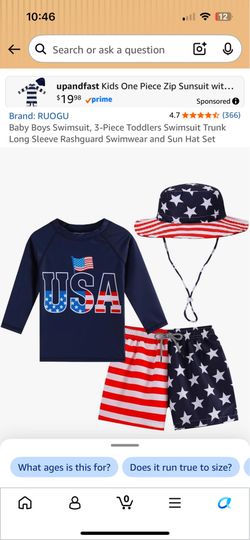 USA America Themed Swimming Set