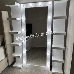 Hollywood Mirror With Shelves 