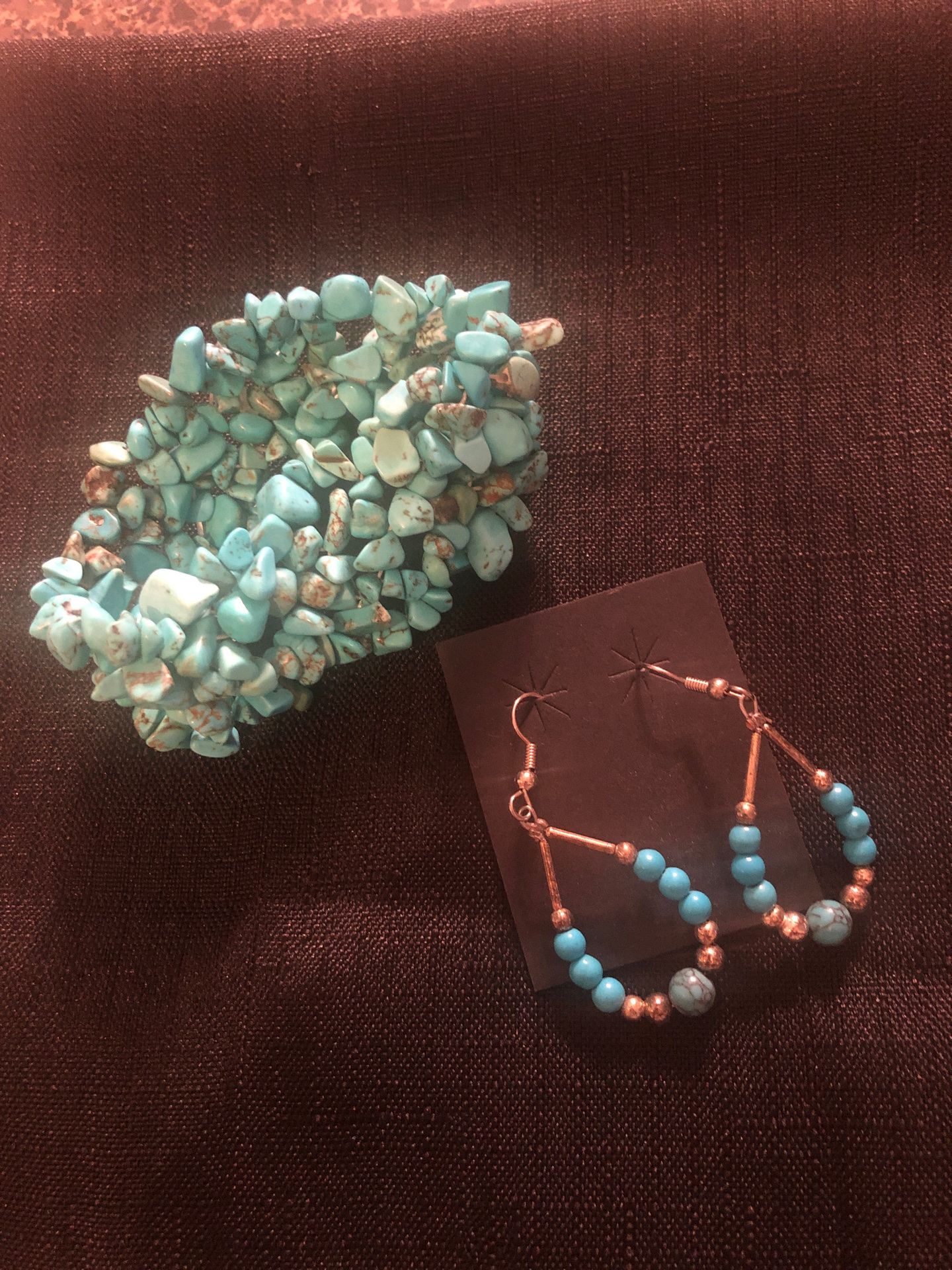 Real turquoise stone earring n bracelet set !