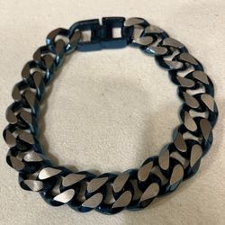 Blue And Silver Cuban Link Bracelet