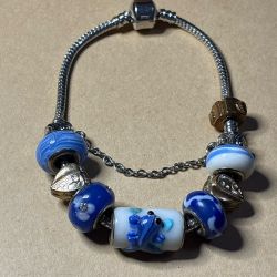 Blue and Silver Beaded Bracelet