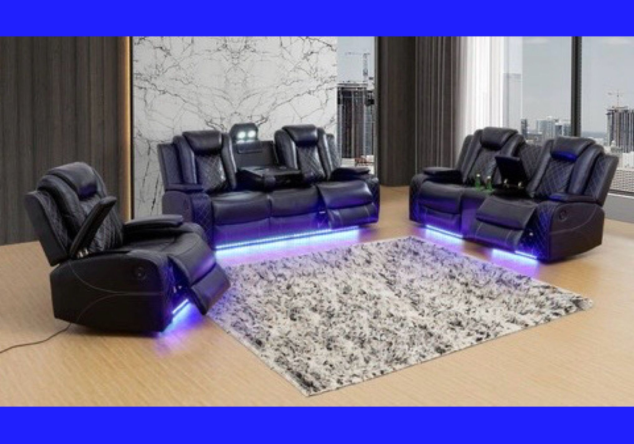 💥FREE DELIVERY💥Brand New POWER, LED, USB 3PC Reclining Sofa Loveseat Chair Set