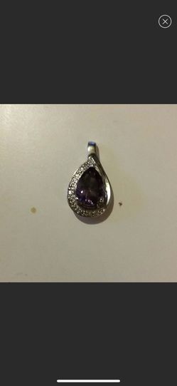 3 carat Sapphire and Diamond Solid .925 Sterling Silver Italian Pendant