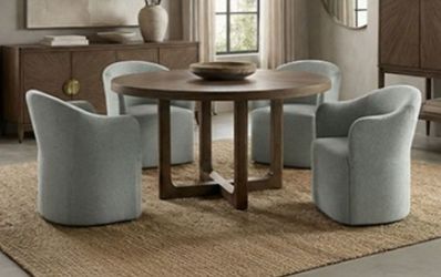 Brand New Walnut & Grey Mid-Century Modern Style 5pc Dining Table