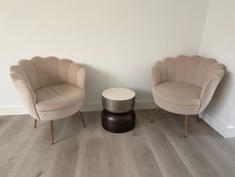Two Luxury Armchairs with Gold Legs