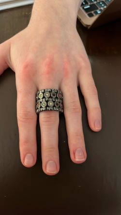 Wide Band Black Ring with Multicolor Stones