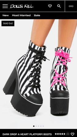 Dark Drop A Heart Platform Boots