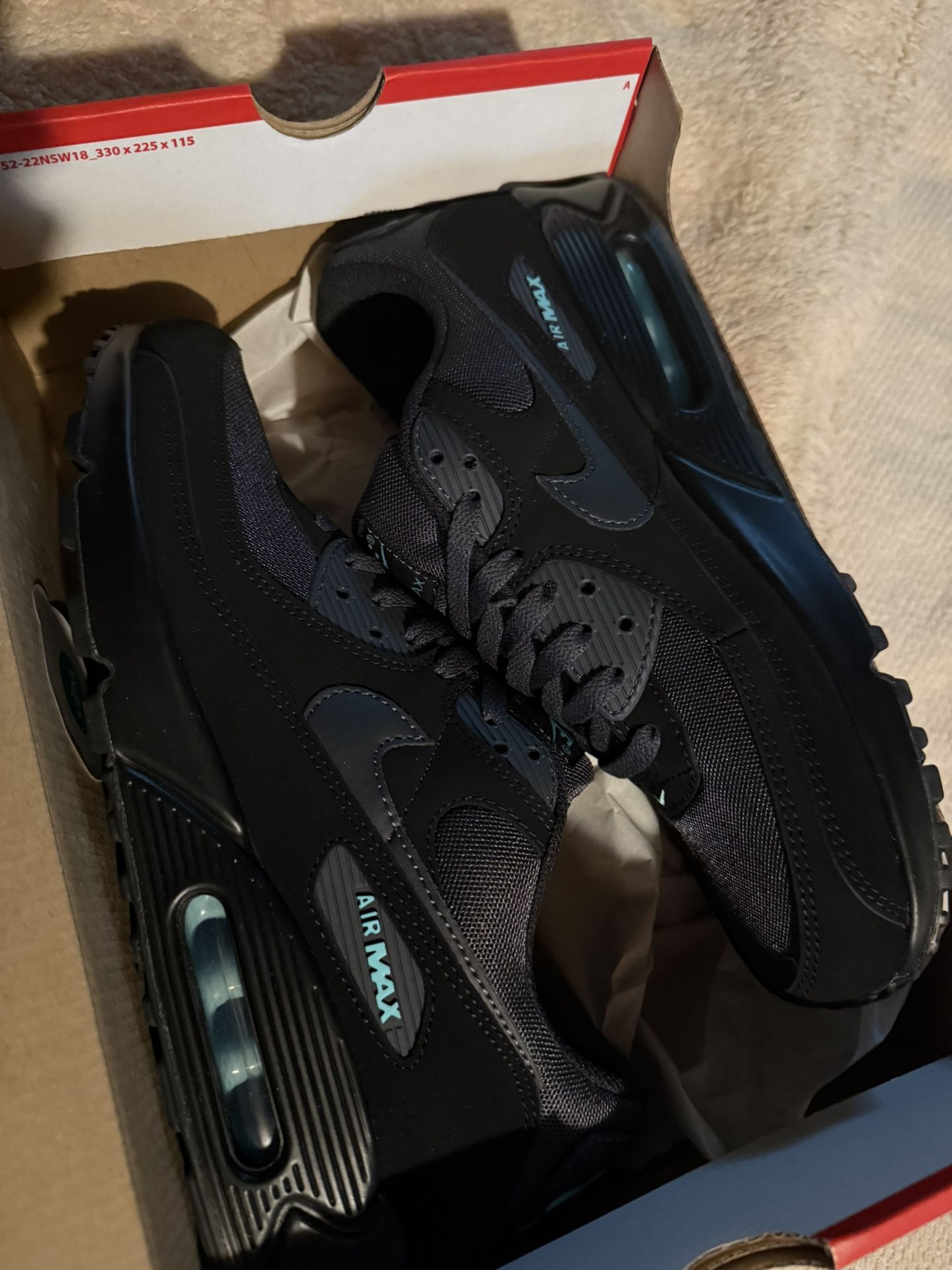 Air max 90 Size 10.5 (black & teal) Never Worn
