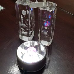 Etched Glass With Light Up Stand