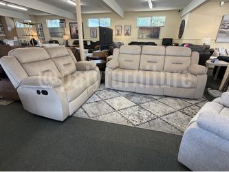 Beige Power Reclining Sofa & Loveseat Set