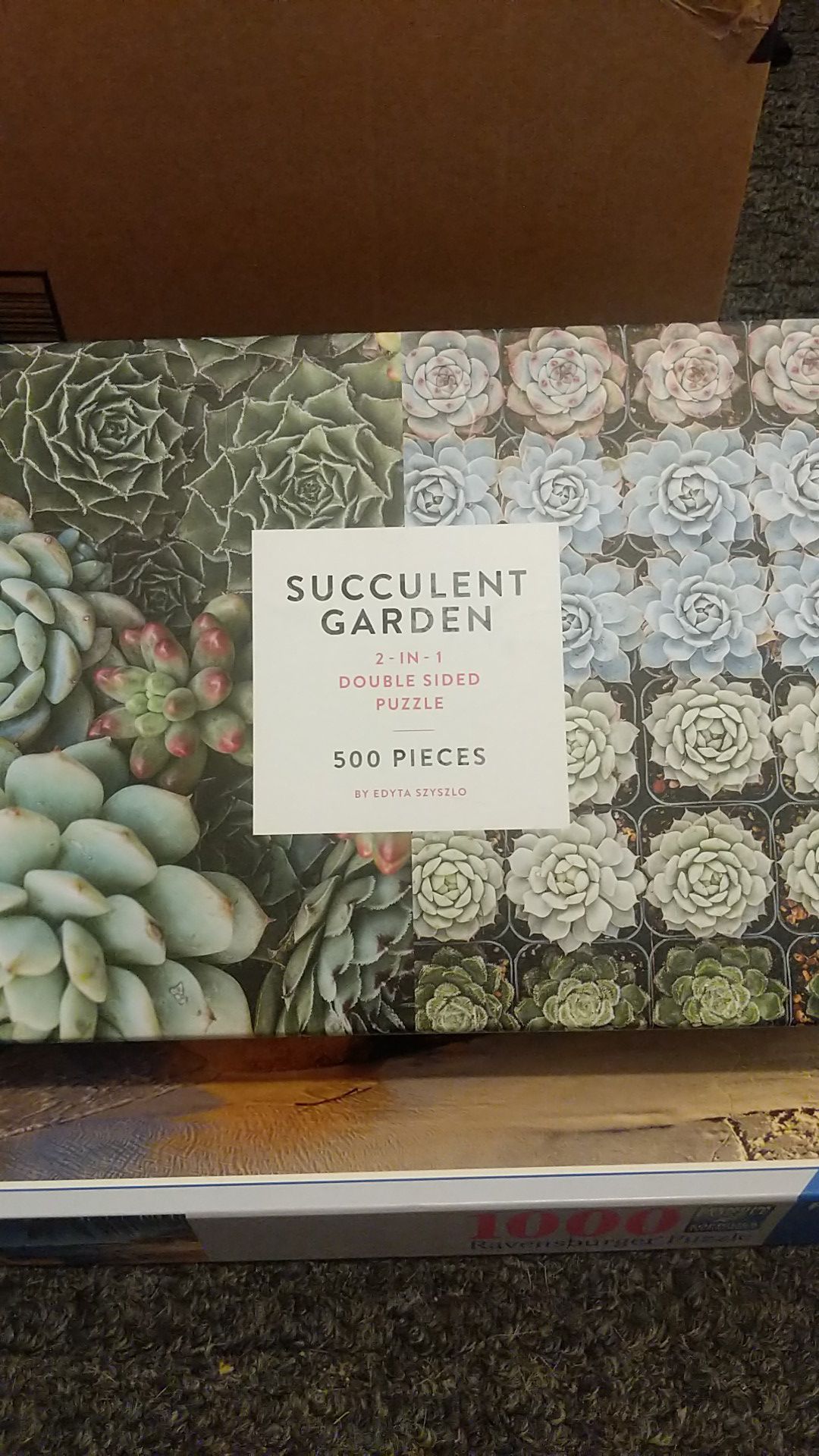Succulent garden two in one double-sided puzzle