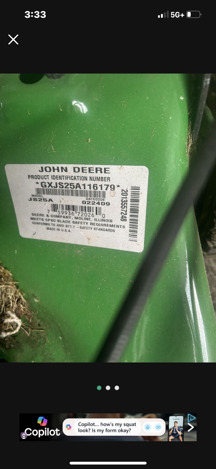 John Deer Self Propelled Lawn Mower