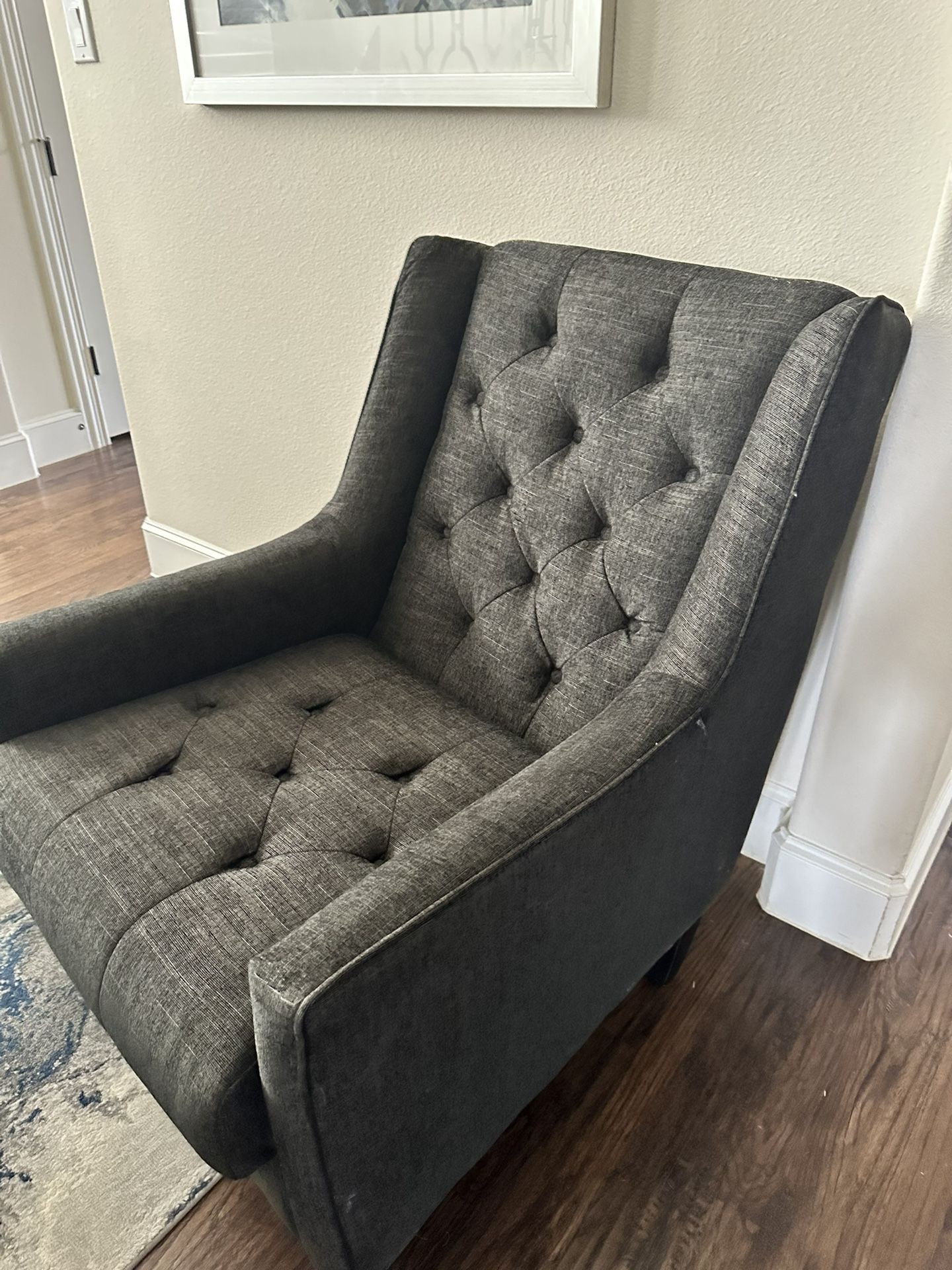 Charcoal Tufted Wingback Chair 