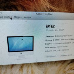 IMac 20 Inch No Keyboard No Mouse 