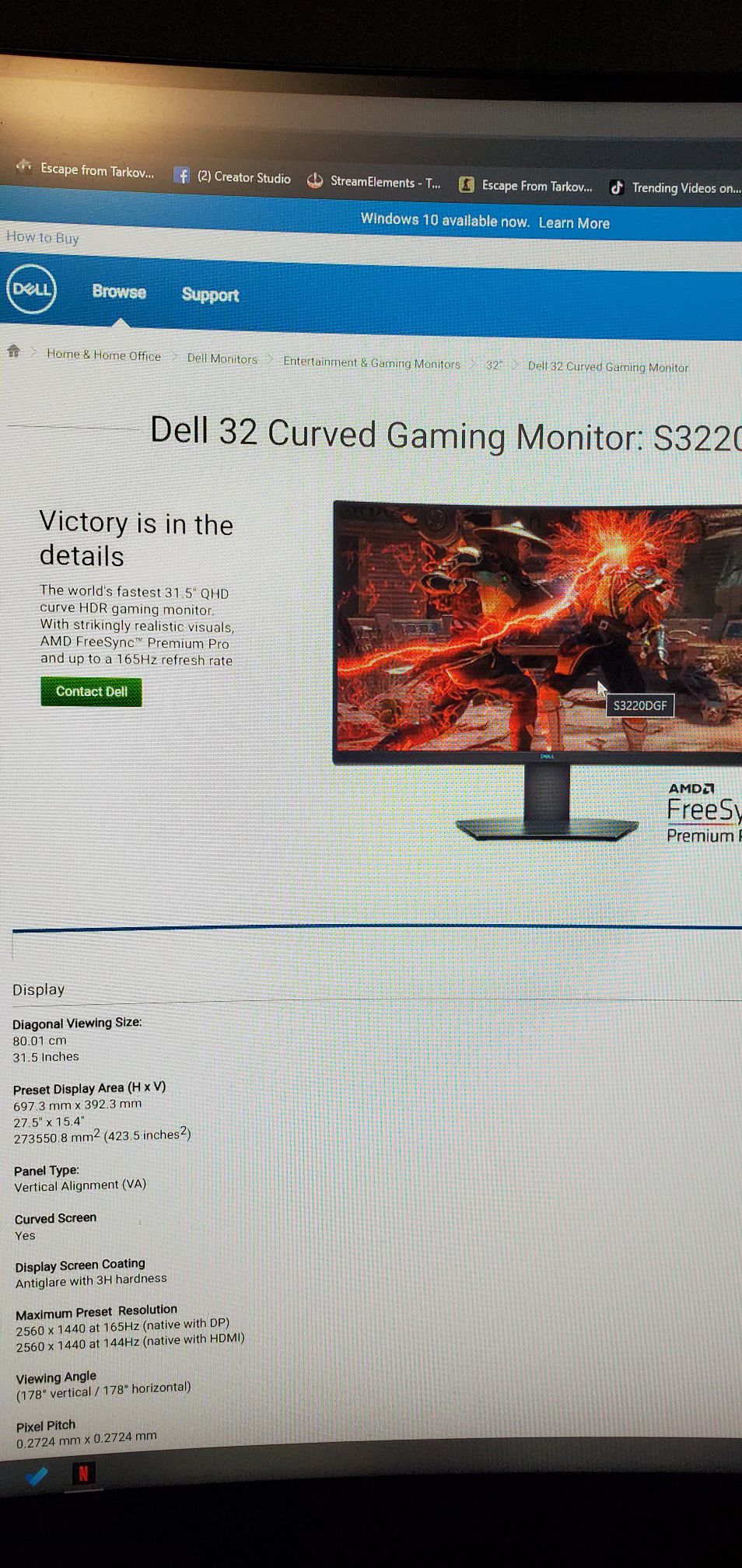 Dell 32in curve monitor