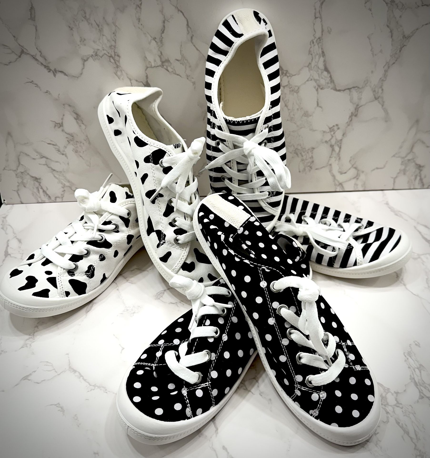Canvas Lace-Up Shoes - Set of 3