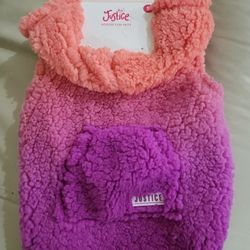 Justice Pet Polyester Ombre Purple Orange Sherpa Hoodie Dog Jacket Size M