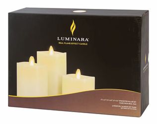 Luminara 3 Candle Real Flame Effect Candle, White