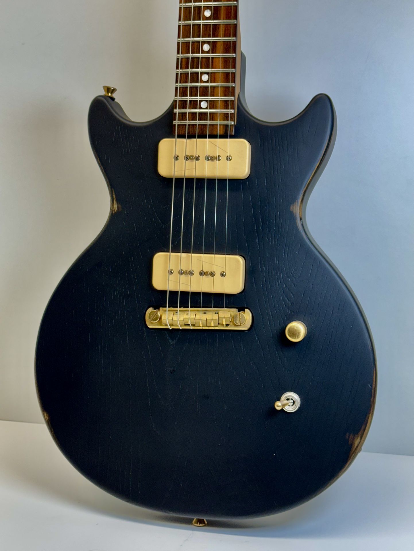 Fairly New Slick SL60 Electric Guitar Aged Black Dual P90 Pickup