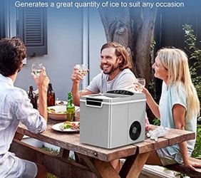 Portable Ice Machine with Crushed Ice, 26.5lbs/Day,Self-Cleaning,One-Click Operation