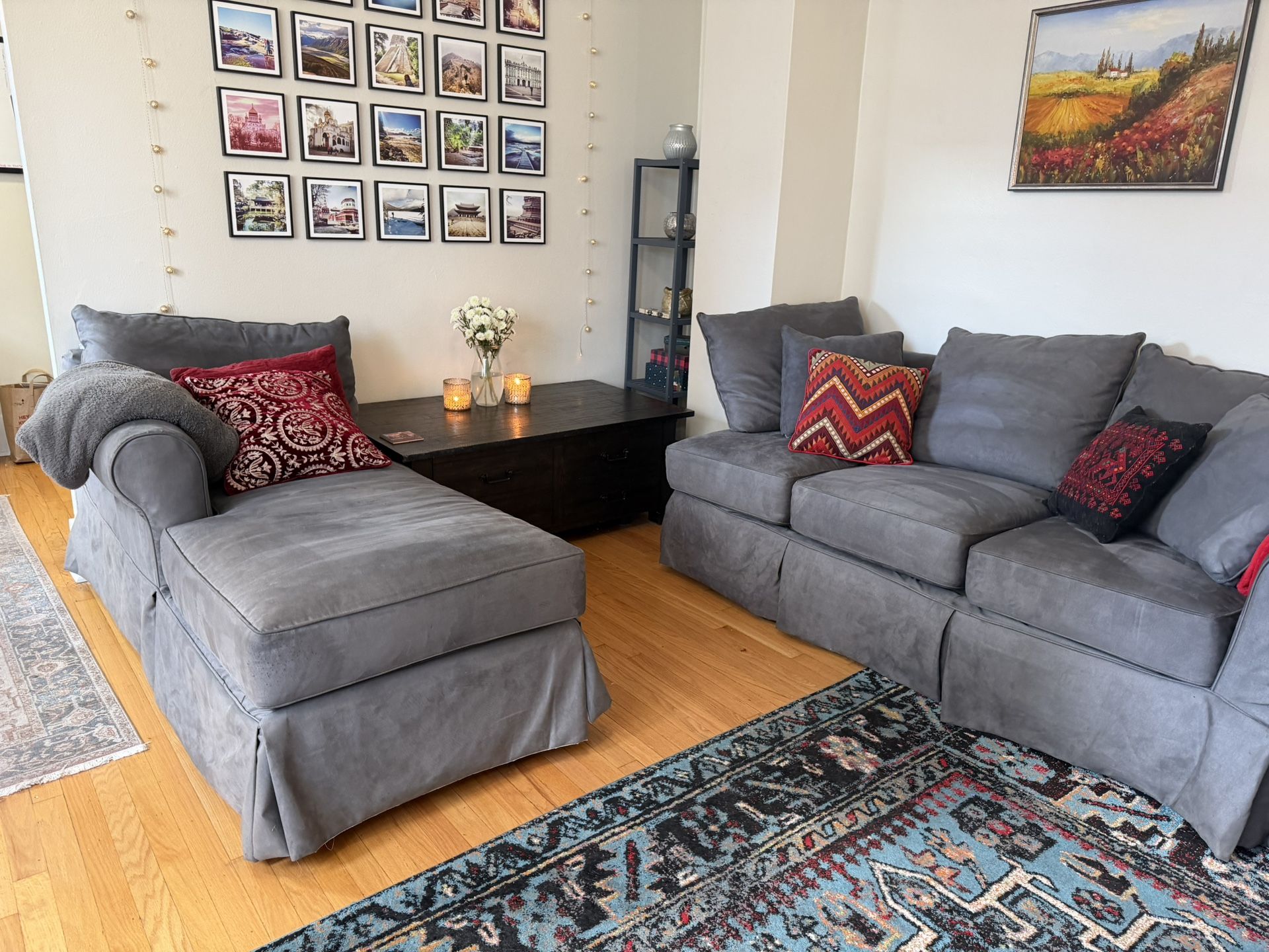 Suede Sectional With Queen Pull-out