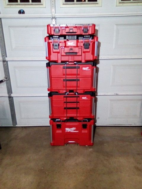 Milwaukee Packout 5 - Pieces Rolling Tool Box New