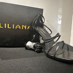 LILIANA BLACK  LACE-UP HIGH HEEL SANDALS SIZE: 10 WOMENS