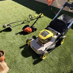 Ryobi Battery Lawn Mower 40v + weed Wacker + BD Edger