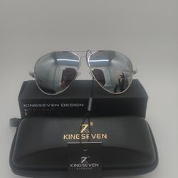 Unisex Kingseven Designer HD Polarized Mirrored Aviator Sunglasses Silver 