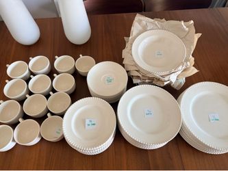 Cream set of 11+ place setting dishes