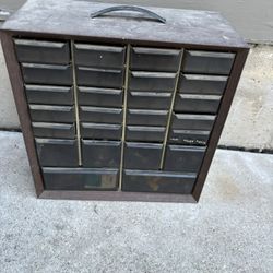 Machine Parts Organizer With Some Draws Full