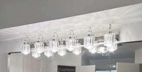 Ralbay 6-Lights Stainless Steel Crystal Bathroom Vanity Lights