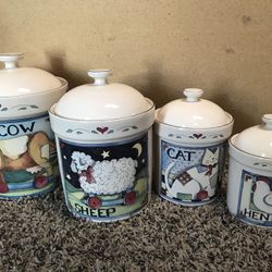 Susan Winget Canister 8 Pc Set - Farm Animals