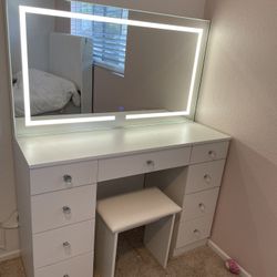White Vanity With LED mirror 