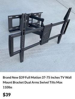 Swivel tv wall mount for 37-75" tvs full motion and tilt bracket vesa 600x400mm, max 110lbs