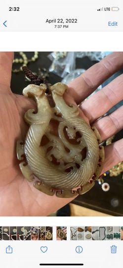 Nephrite Jade Carved Pendant Chilong Chinese Antique