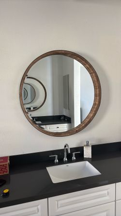 36” Round Wood Framed Mirrors