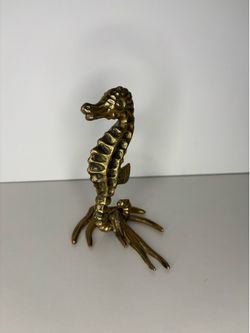 Vintage Brass Metal Seahorse Nautical Figurine Made in Taiwan