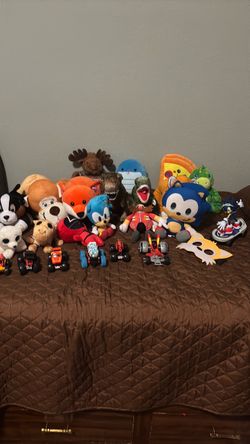 Stuff animals and car toys